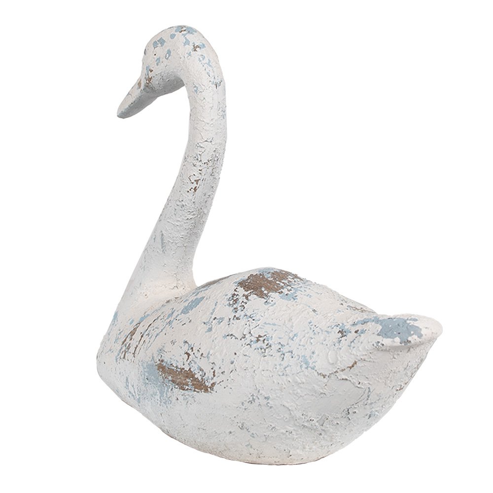 Decoratie Beeld Zwaan 33x16x28 cm Wit Bruin Polyresin