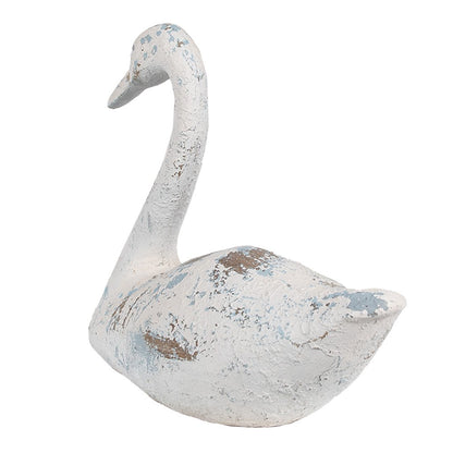 Decoratie Beeld Zwaan 33x16x28 cm Wit Bruin Polyresin