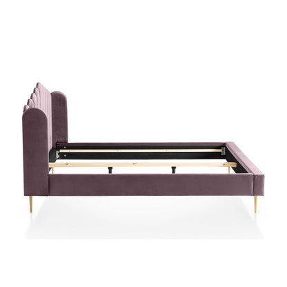 Schelpenbed 140x200 cm paars goud metaal