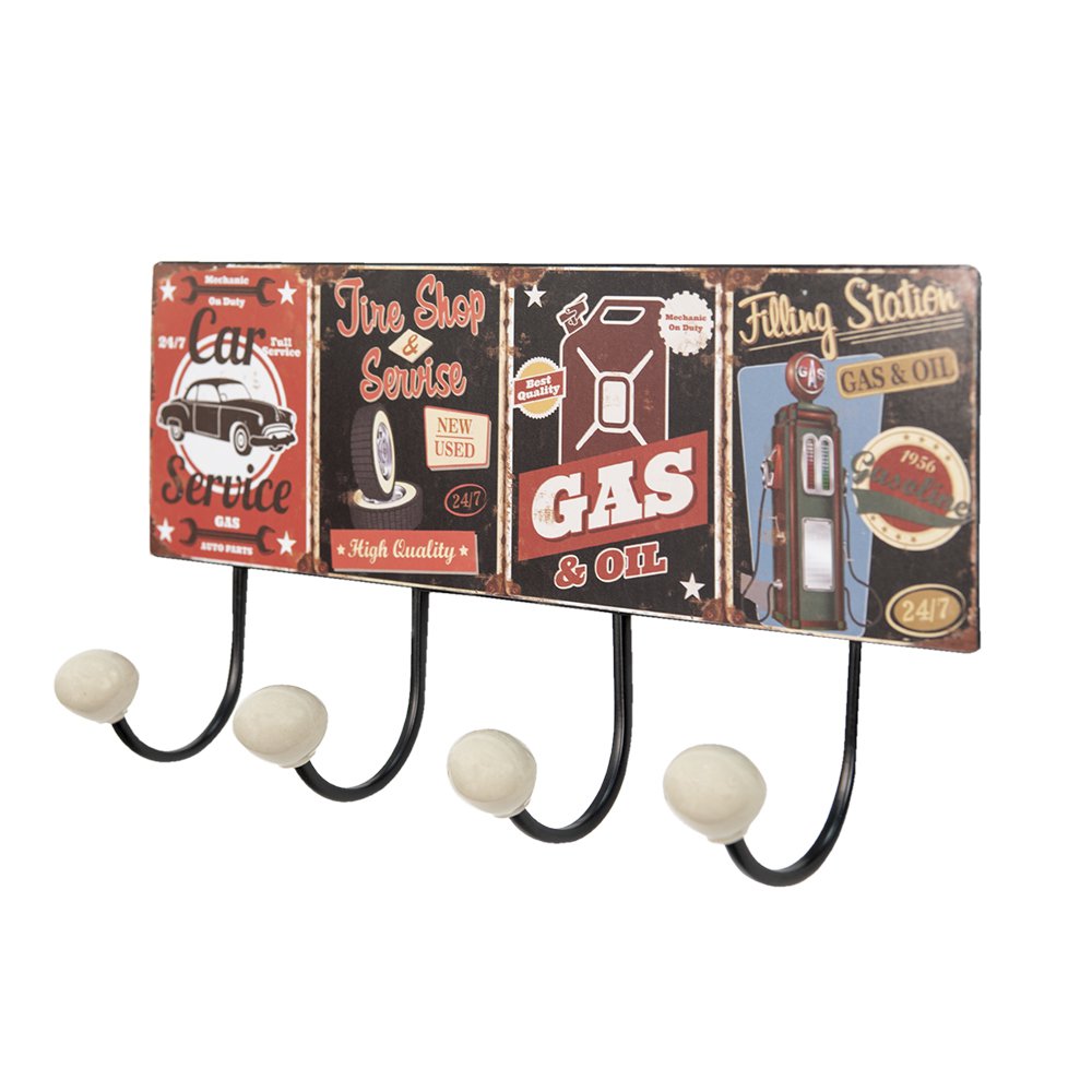 Wall coat rack 40x5x17 cm Red Black Iron Car
