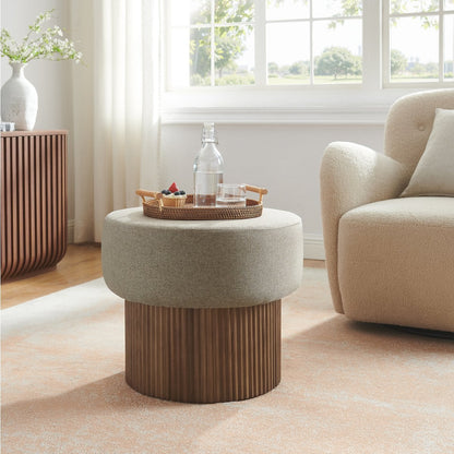 Pouf met opbergruimte Ø 50 cm walnoot bruin