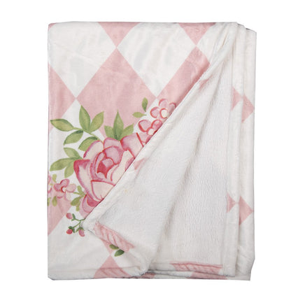 Plaid 130x170 cm roze wit polyester