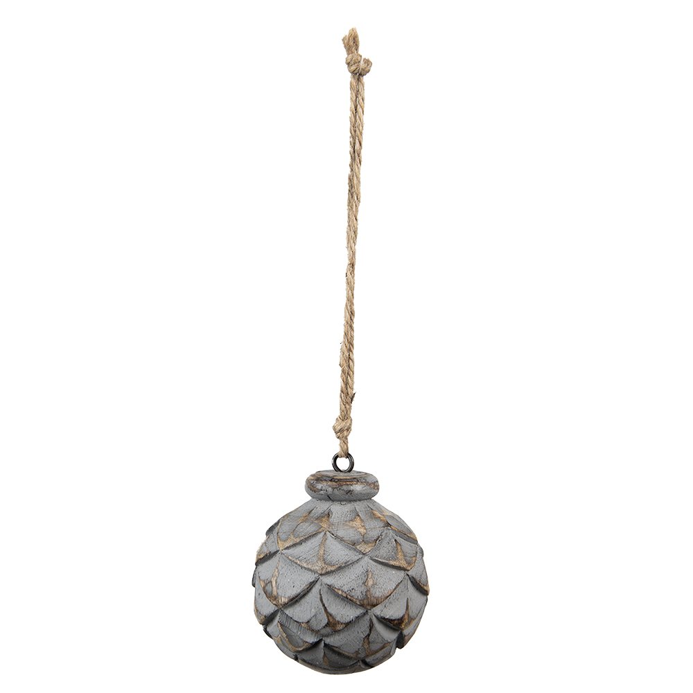Christmas Ornament Ø 8 cm Grey Brown Wood Home Decoration