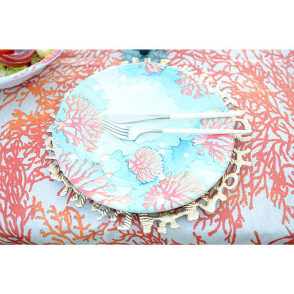 Flat plate in melamine coral 28x28x2.5 cm