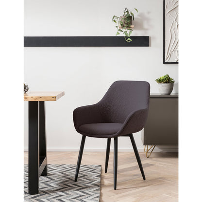 Fauteuil antraciet bouclé set van 2