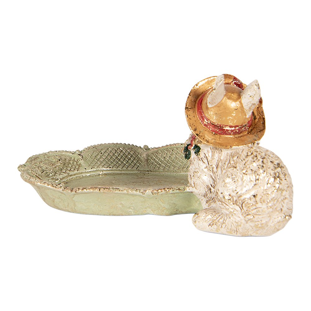 Decoratieschaal konijn 14x12x8 cm beige kunststof