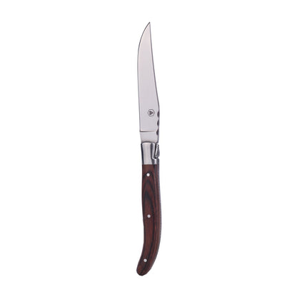 Laguiole steakmessen set 6 stuks rood zwart bruin