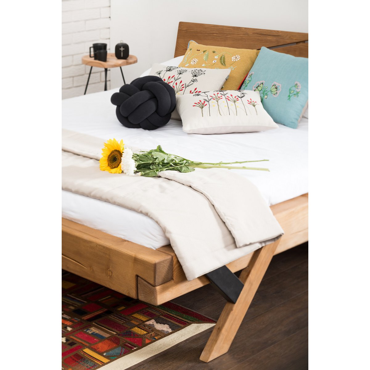 Balkenbed massief vurenhout 140x200 cm
