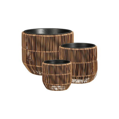 Bloempot set donkerbruin 3 stuks