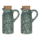 Oil and Vinegar Dispenser Set of 2 Green, Ceramic 8x6x14 cm