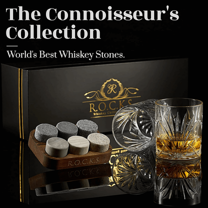 Whiskyglazen set met granieten stenen