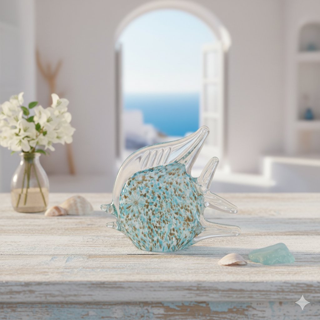 Glazen vis decoratie 14.5x5.5x13 cm blauw transparant