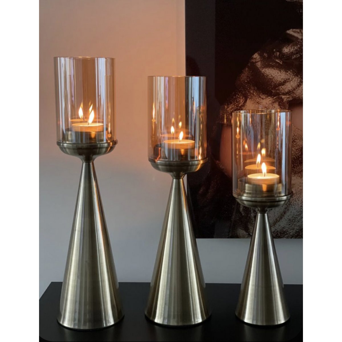 Kandelaar glas goud 50 cm
