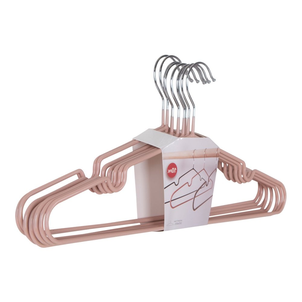 Hangers metaal roze set van 10 stuks 41x4x18 cm