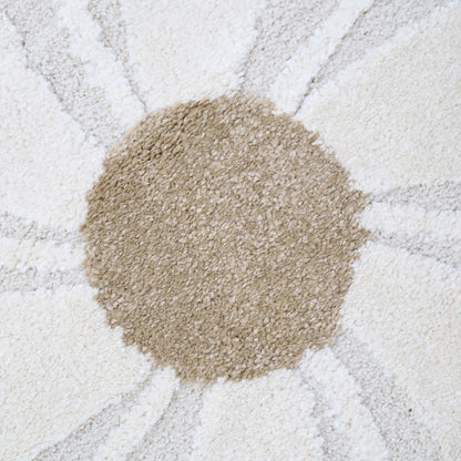 Kindervloerkleed rond bloemen ecru beige
