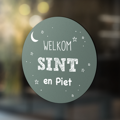 Welkom sint en piet sticker Ø30-60 cm