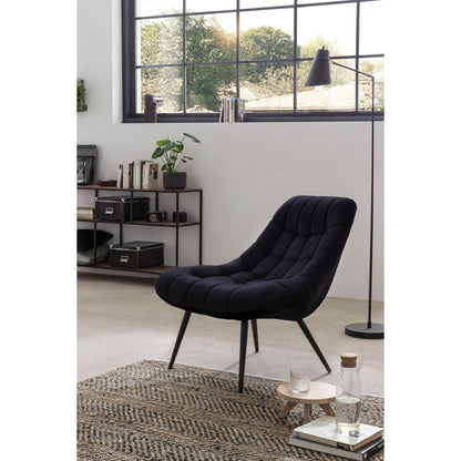XXL Armchair velvet black metal black