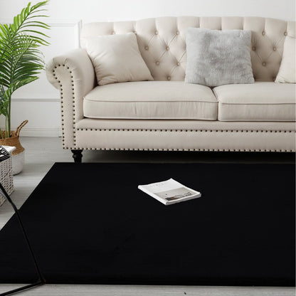 Vloerkleed zwart 80x150 cm hoogpolig faux fur