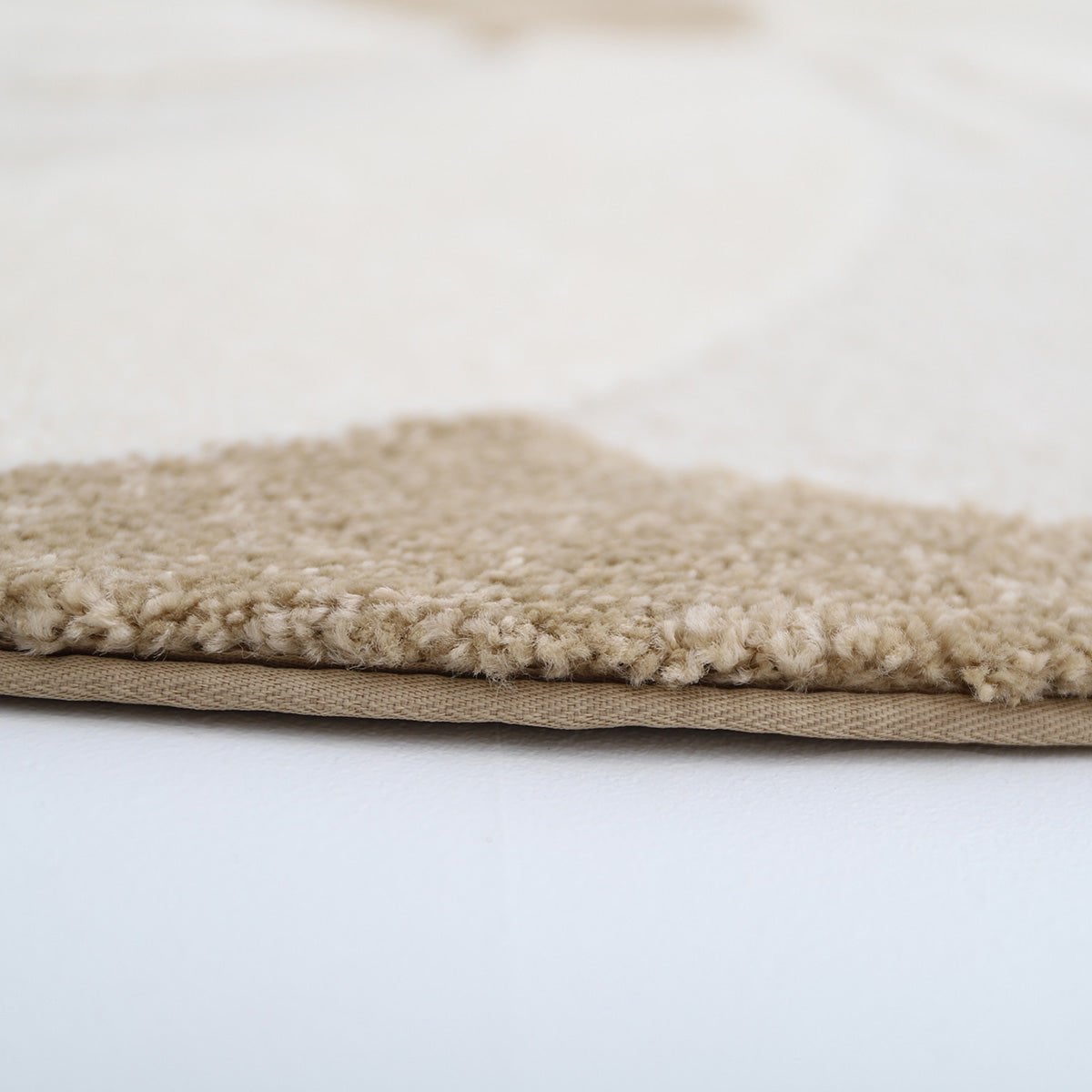Kindervloerkleed rond bloemen ecru beige