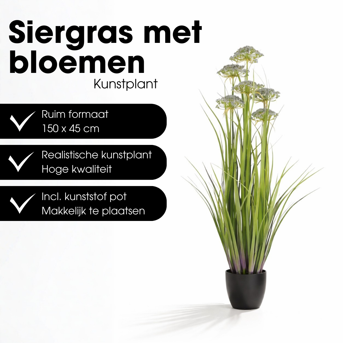 Kunstplant siergras 150 cm groen paars