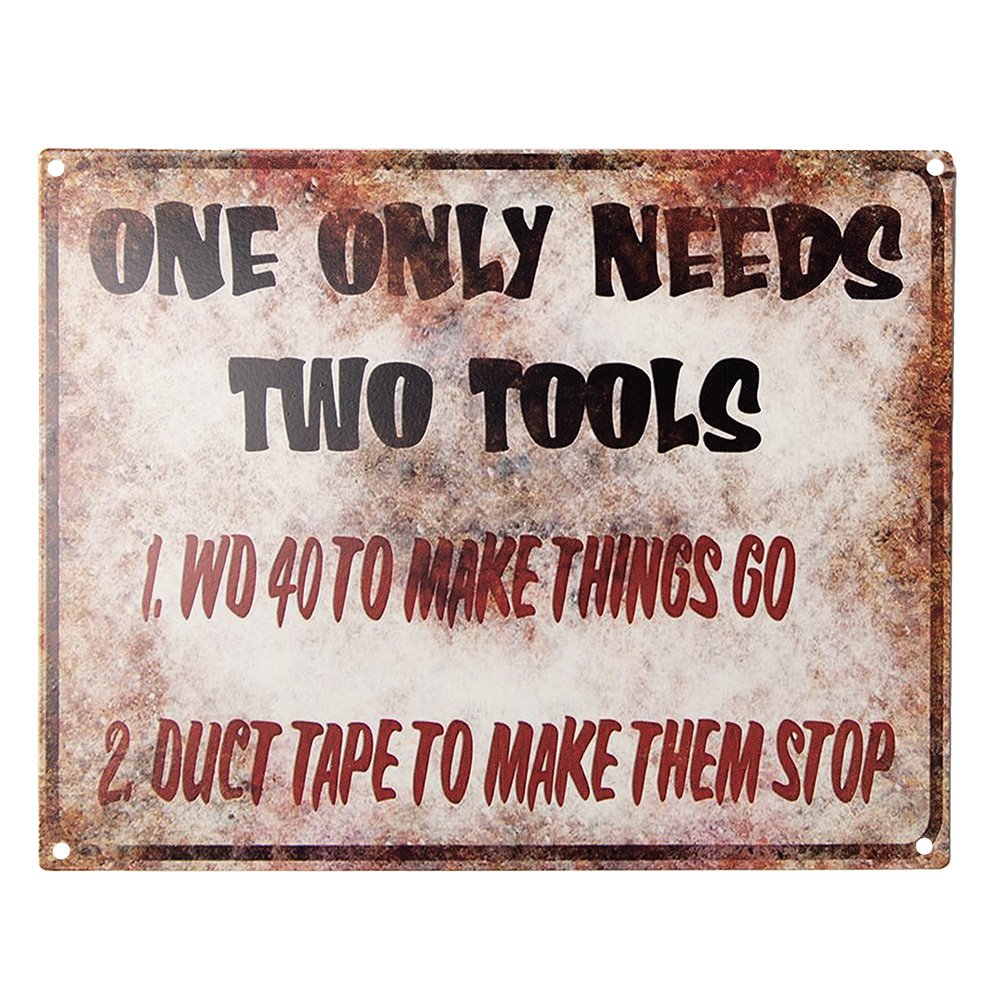 Text Sign 25x20 cm Beige Red Iron Wall Sign