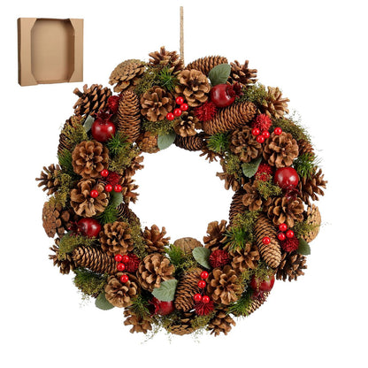Kerstkrans Ø45 cm dennenappels bruin