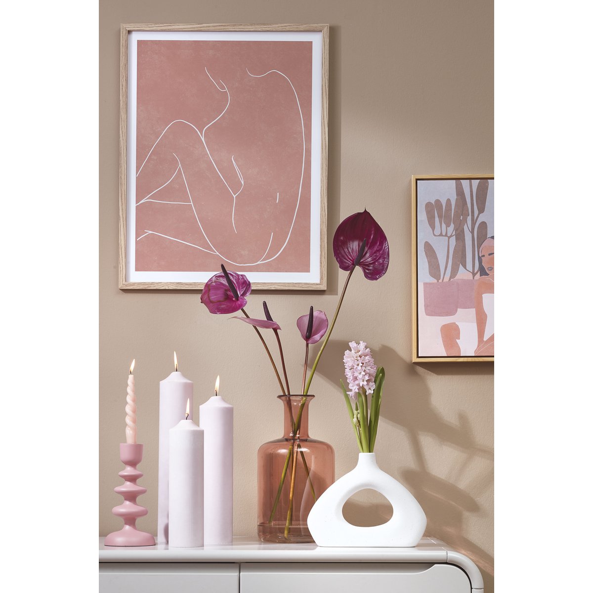 Dinerkaars Twist roze 2 stuks 15 cm