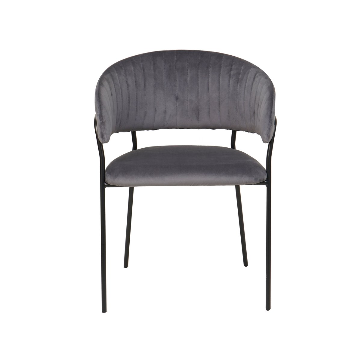 Fauteuil grijs fluweel matzwart metaal 55x50x80 cm