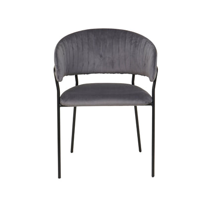 Fauteuil grijs fluweel matzwart metaal 55x50x80 cm