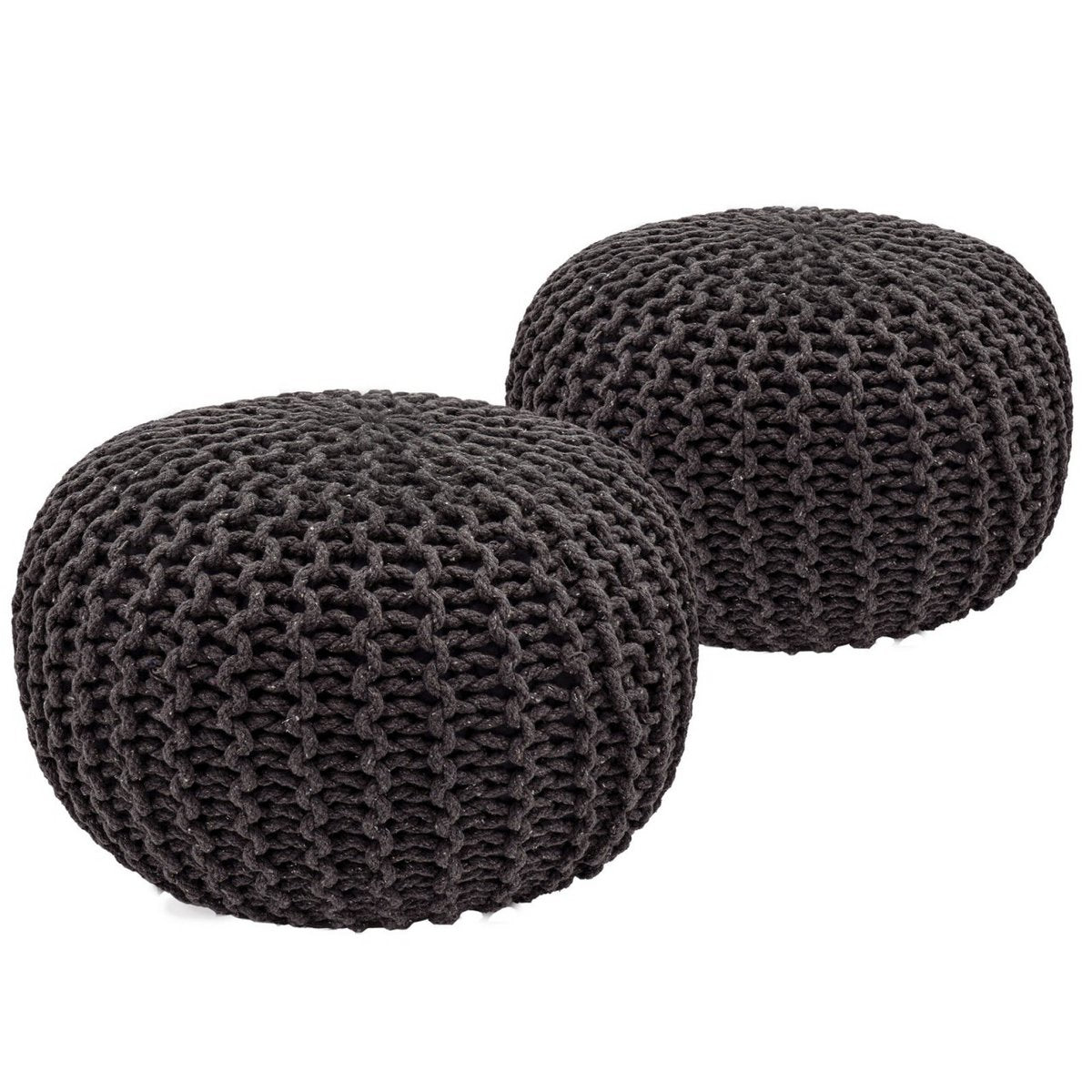 Poef set 2 stuks Ø55x37 cm grofgebreid