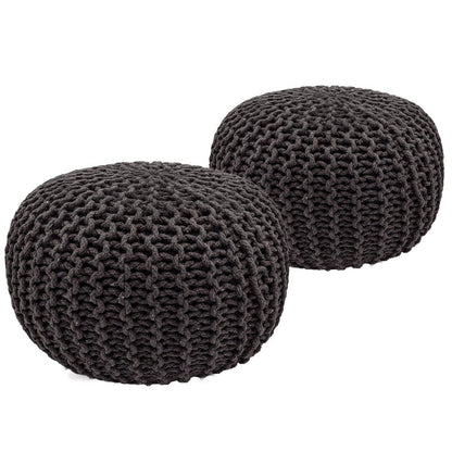 Poef set 2 stuks Ø55x37 cm grofgebreid
