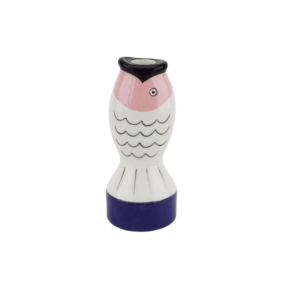 Kandelaar vis blauw wit roze 7x7x16,5 cm
