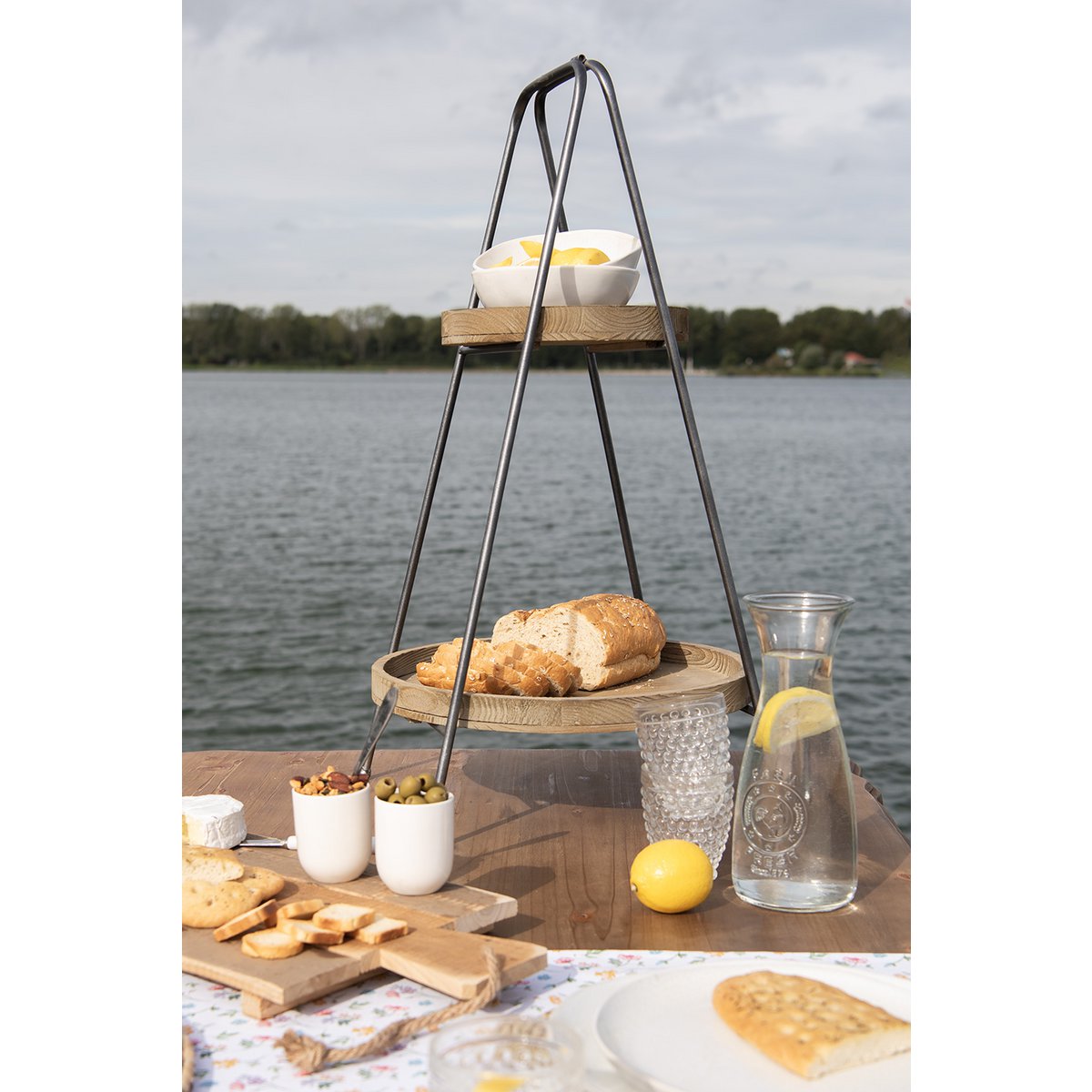 Etagère 2 laags Ø 49x74 cm bruin ijzer