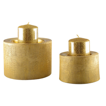Kandelaar metaal goud 16.5x16.5x11.5 cm