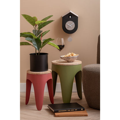 Krukjesset 2 stuks rood hout metaal