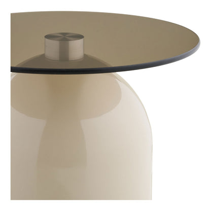 Ravello Bijzettafel, gehard glas/metaal, grijs/beige, ø40x52 cm