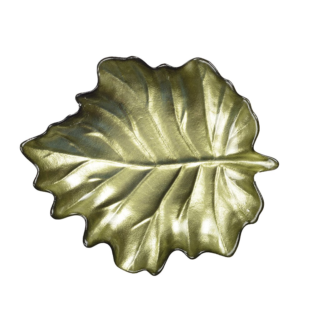 Serveerschaal groen blad 23x28x3.5 cm glas