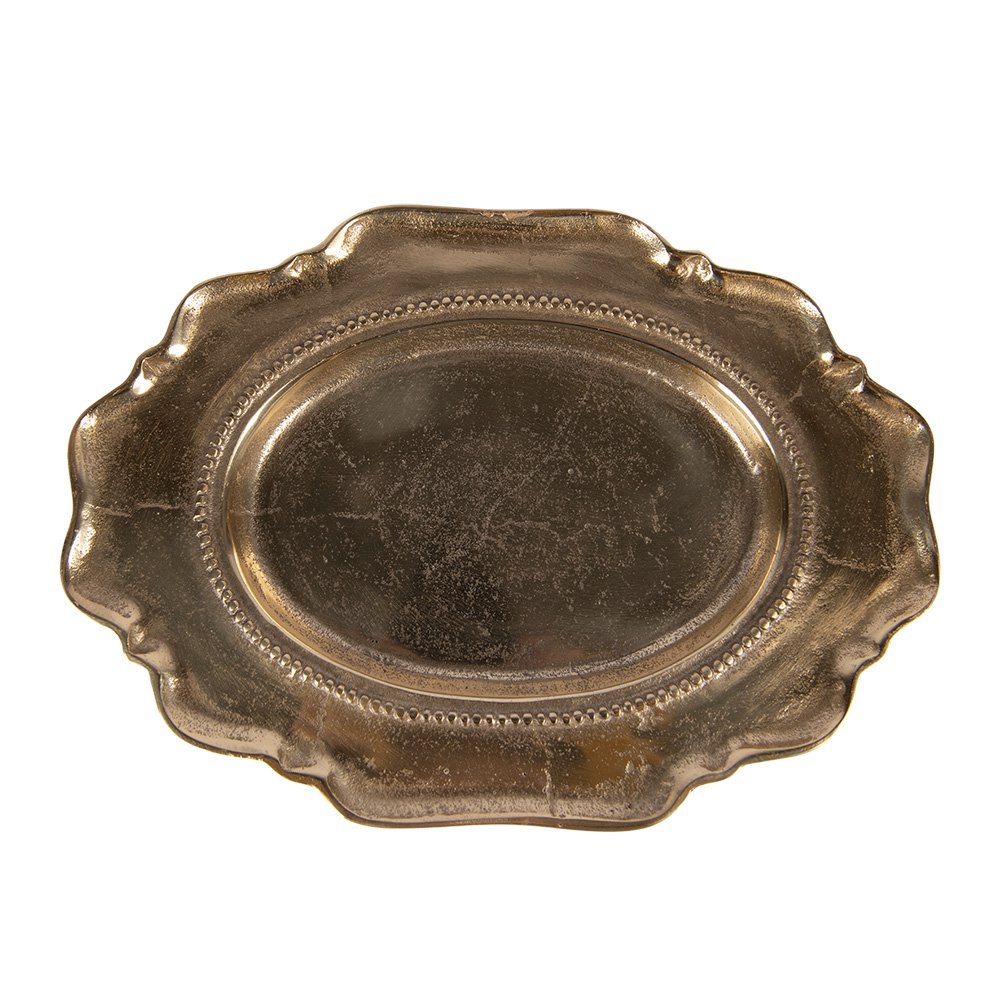 Decoratie schaal 31x22x3 cm Goudkleurig Aluminium