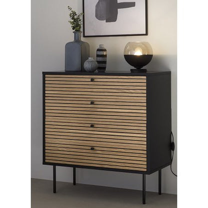 Ladekast 80x40x85 cm zwart eikenfineer