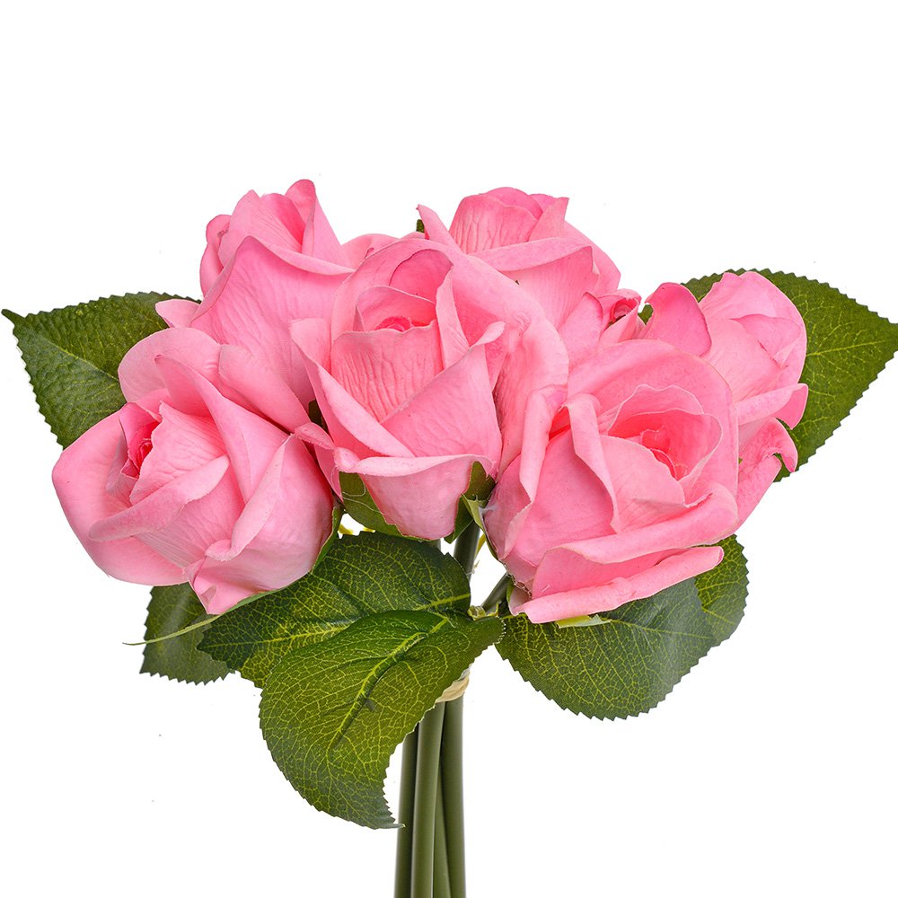 Kunstbloem Roos 24 cm Roze Kunststof