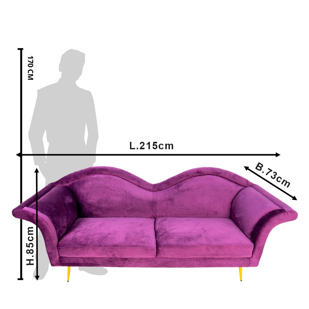 Bank 215x73x85 cm paars goud
