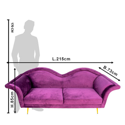 Bank 215x73x85 cm paars goud
