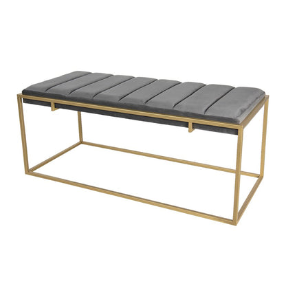 Hocker 110x50x46 cm grijs goud metaal
