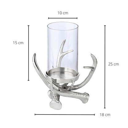 Kandelaar 25 cm aluminium vernikkeld glas