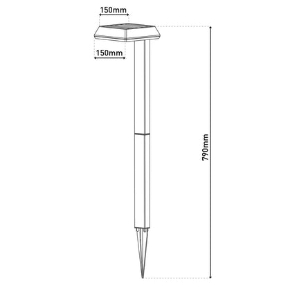 Solar Decorative Spike "Sigi", 79 cm high, plastic, black, integrated LEDs, warm white