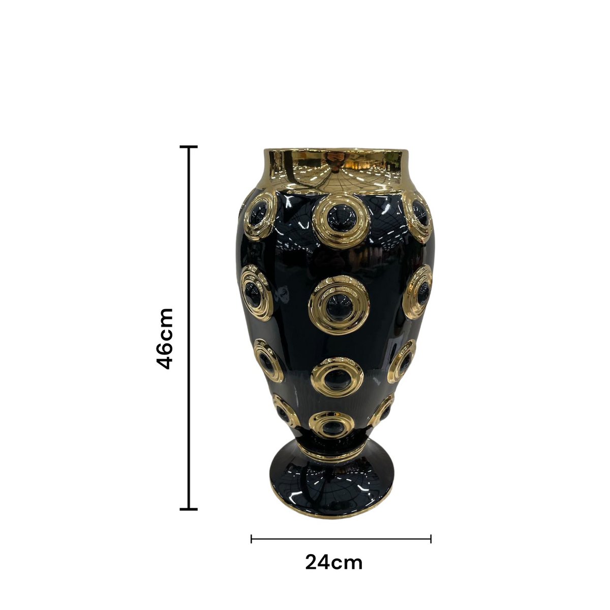 Vaas keramiek goud zwart H46cm