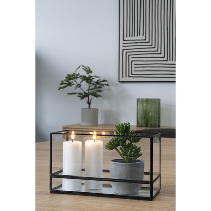 Kaarsenhouder 30x12x15 cm zwart glas metaal
