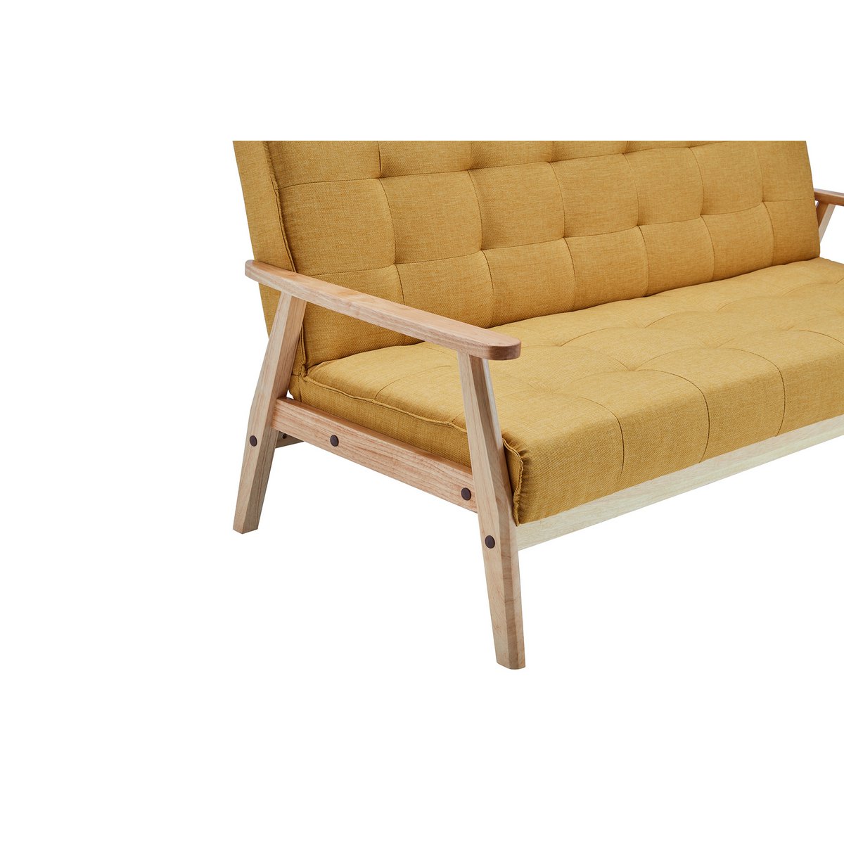 Slaapbank 190x85x81 cm structuurstof mosterdgeel