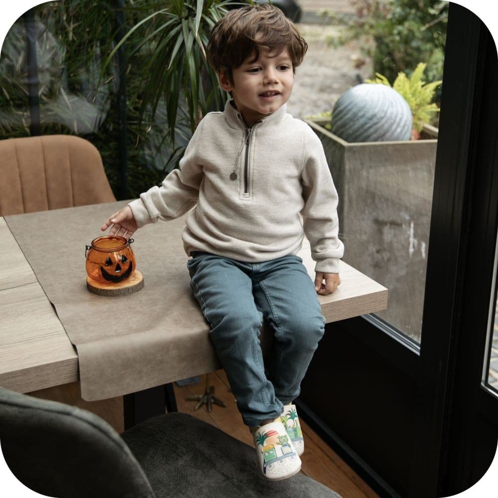 Babyslofjes leer suède zool