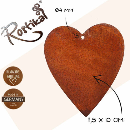 Hangdecoratie hart 11,5 & 17,5 cm metaal roestkleurig